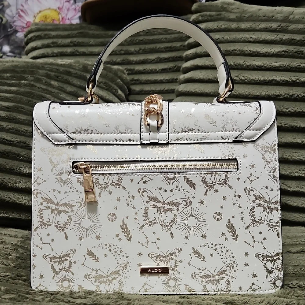 Aldo White and Gold Satchel with Butterfly Design - Picture 6 of 9